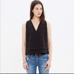 Madewell Black Sleeveless Blouse, Size Medium